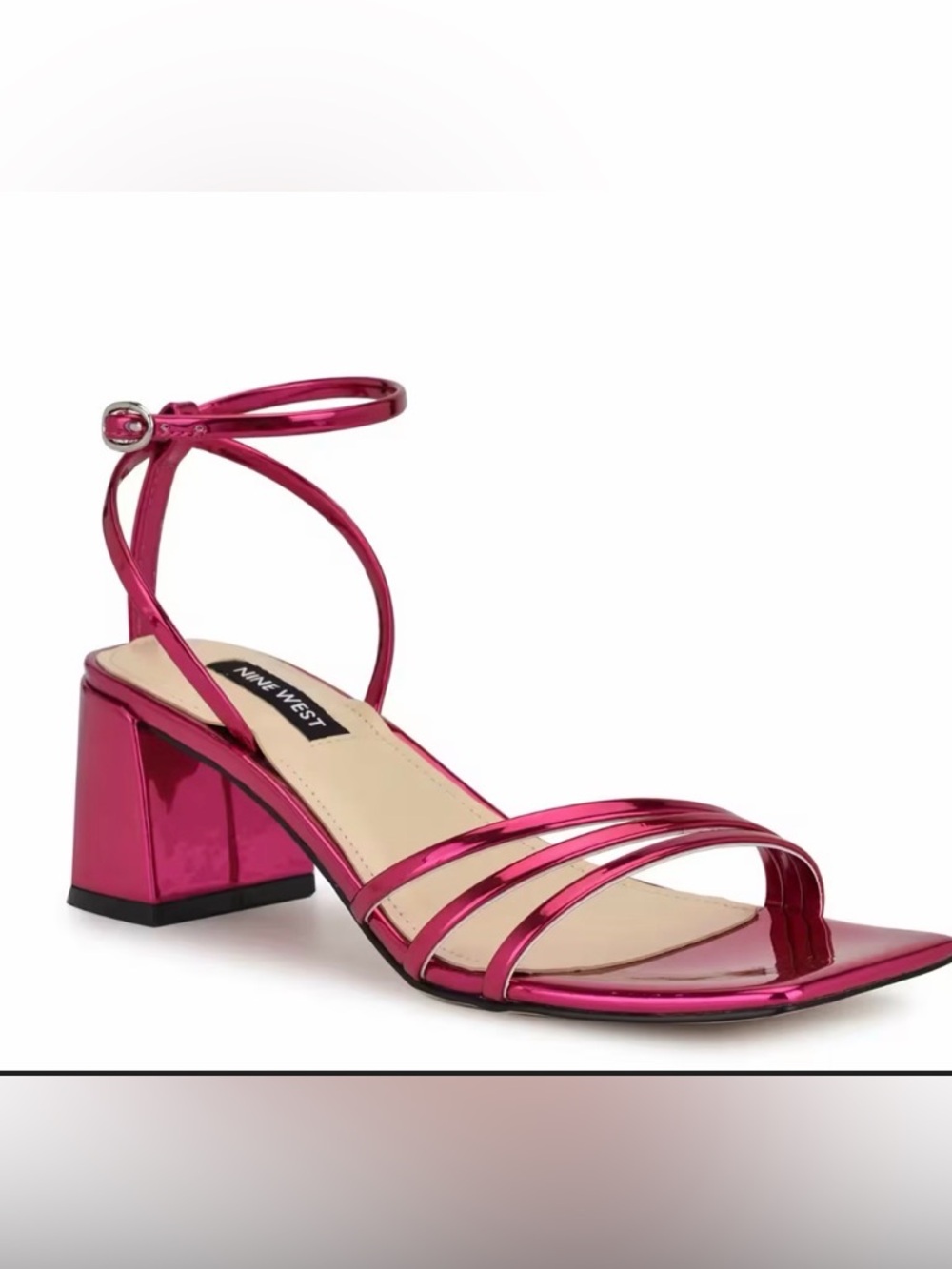 Nine West Metallic Hot Pink Multi-Strap Block Heel Sandal